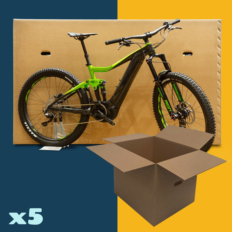 Pack Of 5 Extra Large Moving Boxes + Extra Large Bike Box